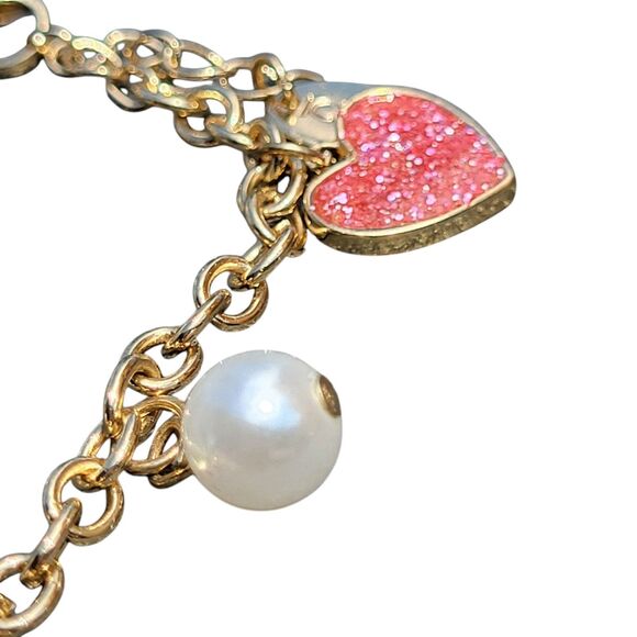 Icing Gold Tone Paris Charm Bracelet Girl's Claire's Fashion Pink Adj Jewelry - Picture 3 of 6